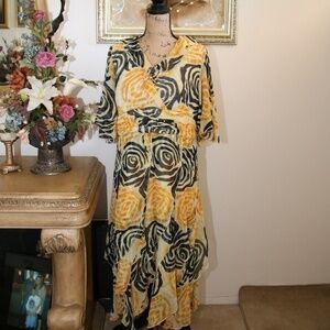 𝅺ASHRO Yellow Gold and Black Blue  Dress
